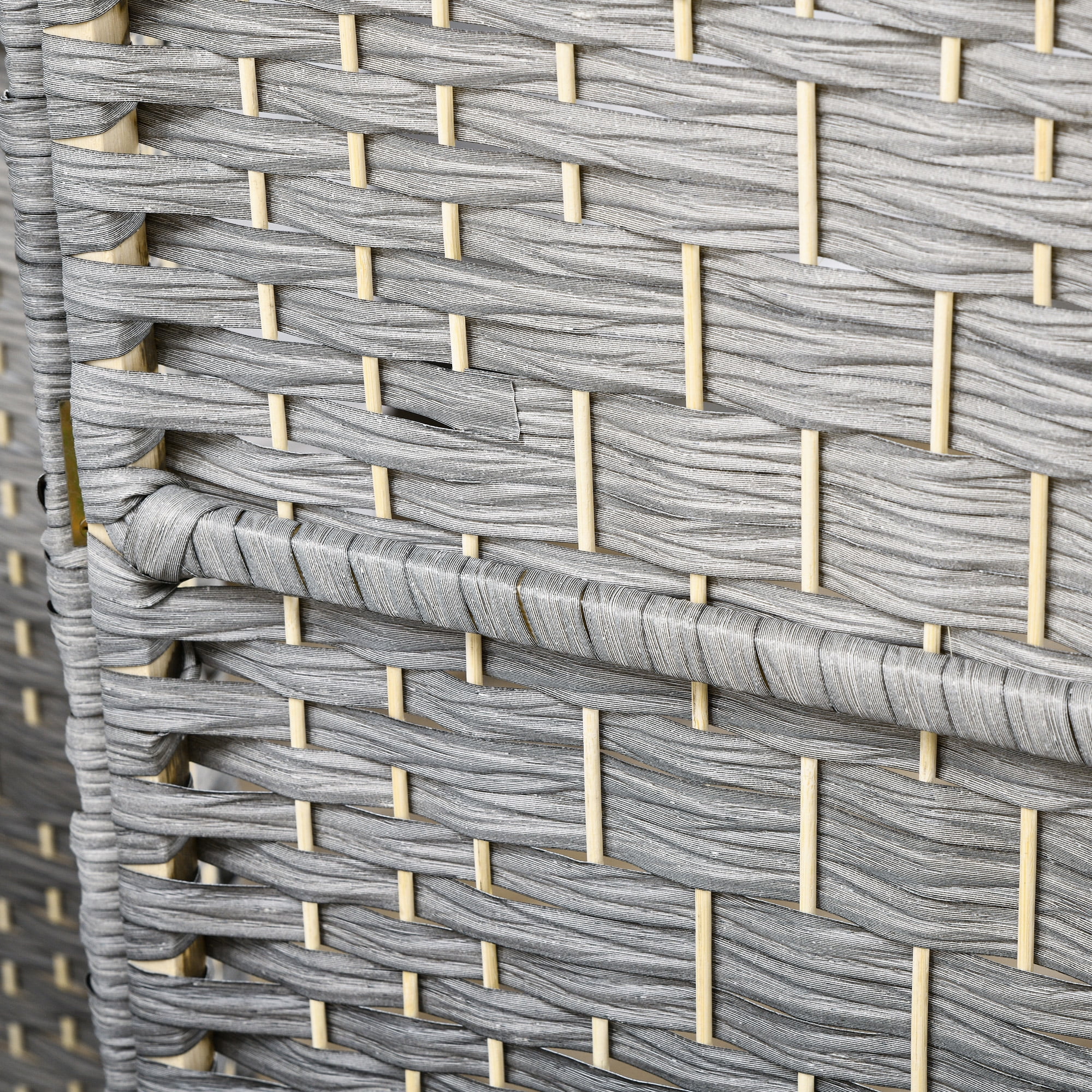 6' Tall Gray Room Divider - Hand-Woven Folding Privacy Screen for Home & Office