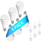 6 Pack Rechargeable Light Bulbs, 85% Energy Saving 3000K Battery Powered LED Light Bulb Daylight E27 240 Volt 12W 1200mAh, for Power Outage Camping Outdoor Activity