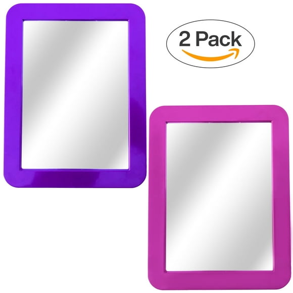 - Magnetic Mirror - Locker Mirror - 5" x 7"- for School Locker, Bathroom, Household Refrigerator, Locker Accessory, Workshop Toolbox or Office Cabinet, Pink and Purple