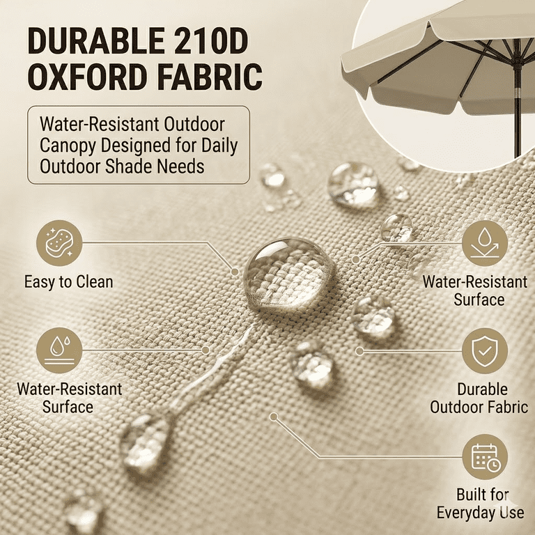 Camkey 9ft Patio Umbrella, UPF50+ Silver Coated photo 5