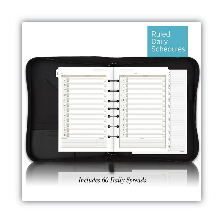 Black Leather Planner/Organizer Starter Set, 11 x 8.5, Black Cover, 12-Month (Jan to Dec): Undated