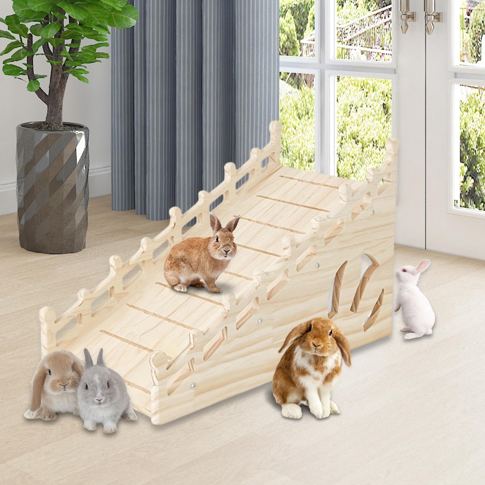 TOOYFUL Wooden Rabbit Hideout Hideaway Cage Accessories Shelter Hutch Nest Hideout for Guinea Pigs Rats Chinchillas Hamsters Lemmings mountain ladder