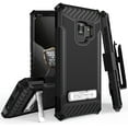 thumbnail image 1 of Case with Clip for Galaxy S9, Black Tri-Shield Rugged Hybrid Cover with Belt Hip/Holster Combo [with Magnetic Kickstand] and [Bonus Lanyard Wrist Strap] for Samsung Galaxy S9, SM-G960, 1 of 6