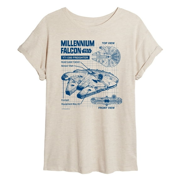 Star Wars - Millennium Falcon Schematic - Women's Oversized Tee
