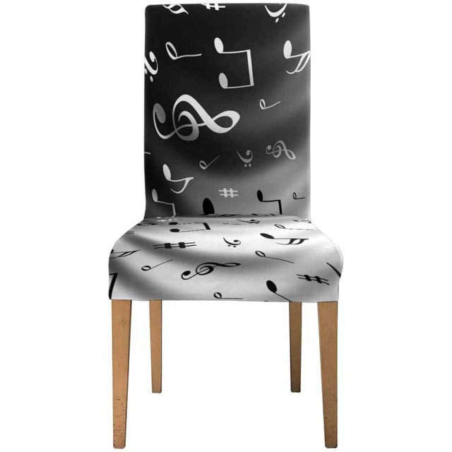 Funda Protectora ABPHQTO para silla elástica Notas Musicales Blanco y Negro juego de 1