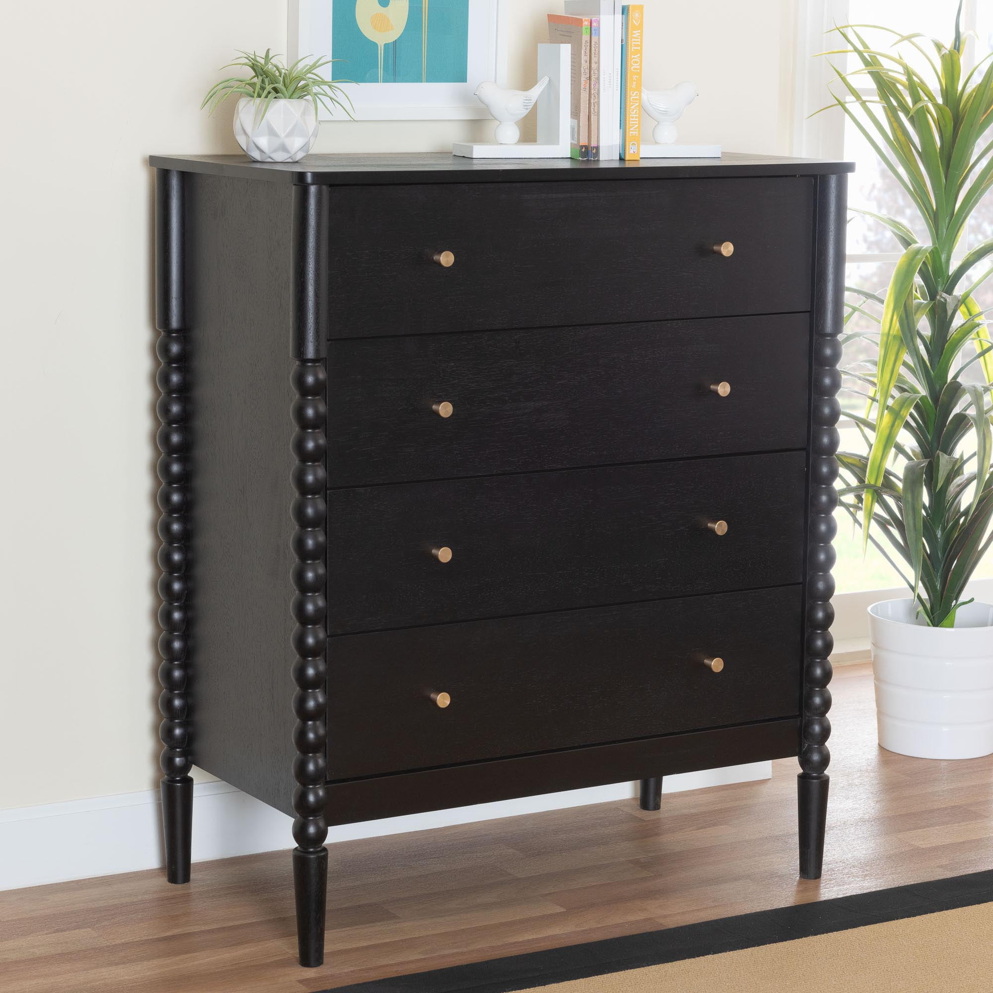 jenny lind dresser fog grey Jenny Lind Spindle 3-Drawer Dresser – DaVinci Baby main image 1