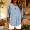 thumbnail image 3 of jobturf Button Down Shirts for Women Casual Loose Striped Long Sleeve Tops Spring Basic Tees Work Blouses Teacher Outfits S-XXXL, 3 of 8