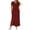 Wine, variant on Bovxnpu Women Skirt Set Casual Office Outfits 2 Piece V Neck Short Sleeve Top High Waisted Slit Skirts