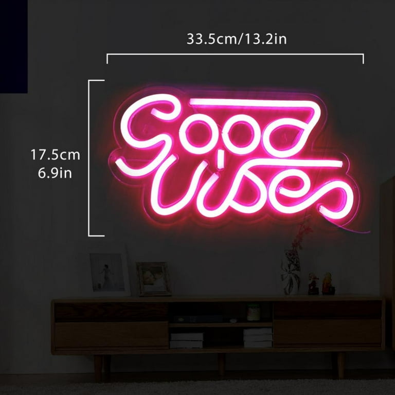 Good Vibes LED Neon Sign Light Bedroom Wall Decor USB Custom Name Neon  Light DIY