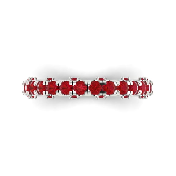 3.13 ctw Wedding Band for Women - 18K White Gold Simulated Ruby Stackable Eternity Ring