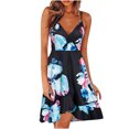 thumbnail image 2 of Leutsin Robe Maxi pour Femmes d'Été à Col en V, Mini, à Imprimé Floral, Sans Manches, à Bretelles, Queue de Poisson, Grande Taille, Robes Maxi Grande Taille, 2 of 5