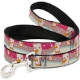thumbnail image 1 of Buckle-Down DL-W30280-N Narrow 0.5" Block Penguins Mauve Dog Leash, 4', 1 of 1