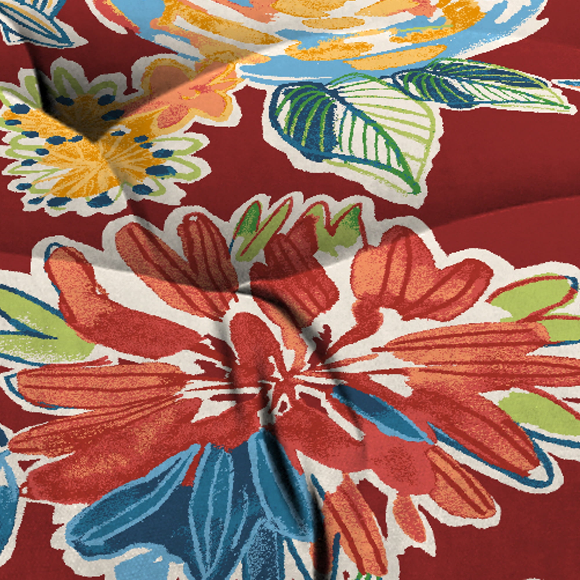 Jordan Manufacturing 44" x 18" Colsen Berry Red Floral Rectangular Tufted Contoured Outdoor Wicker Settee Bench Cushion