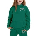 thumbnail image 3 of KAUOD Kids Girls Fleece Sweatpants Set 2 piece Cute Bowfront Cotton Hoodi𝐞s Joggers Pants Sweatsuits Warm Tracksuits Clothes, 3 of 5