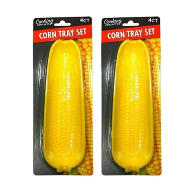 NS Corn on the Cob Tray, 9.5x3x1.3in (2 Packs) Large Plastic Corn on the Cob Serving Dishes Server Kitchen Holder for Summer Outdoor Picnic Grilling Party Gift Sets of 4 - 8 Total Corn Trays