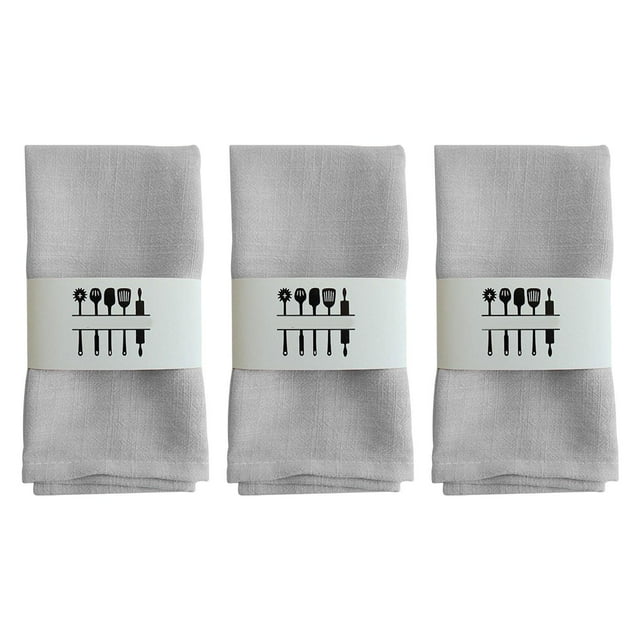 DOLITY 3Pcs Washable Cloth Napkins Dinner Napkins Dining Table Mat for Banquet Kitchen Grey
