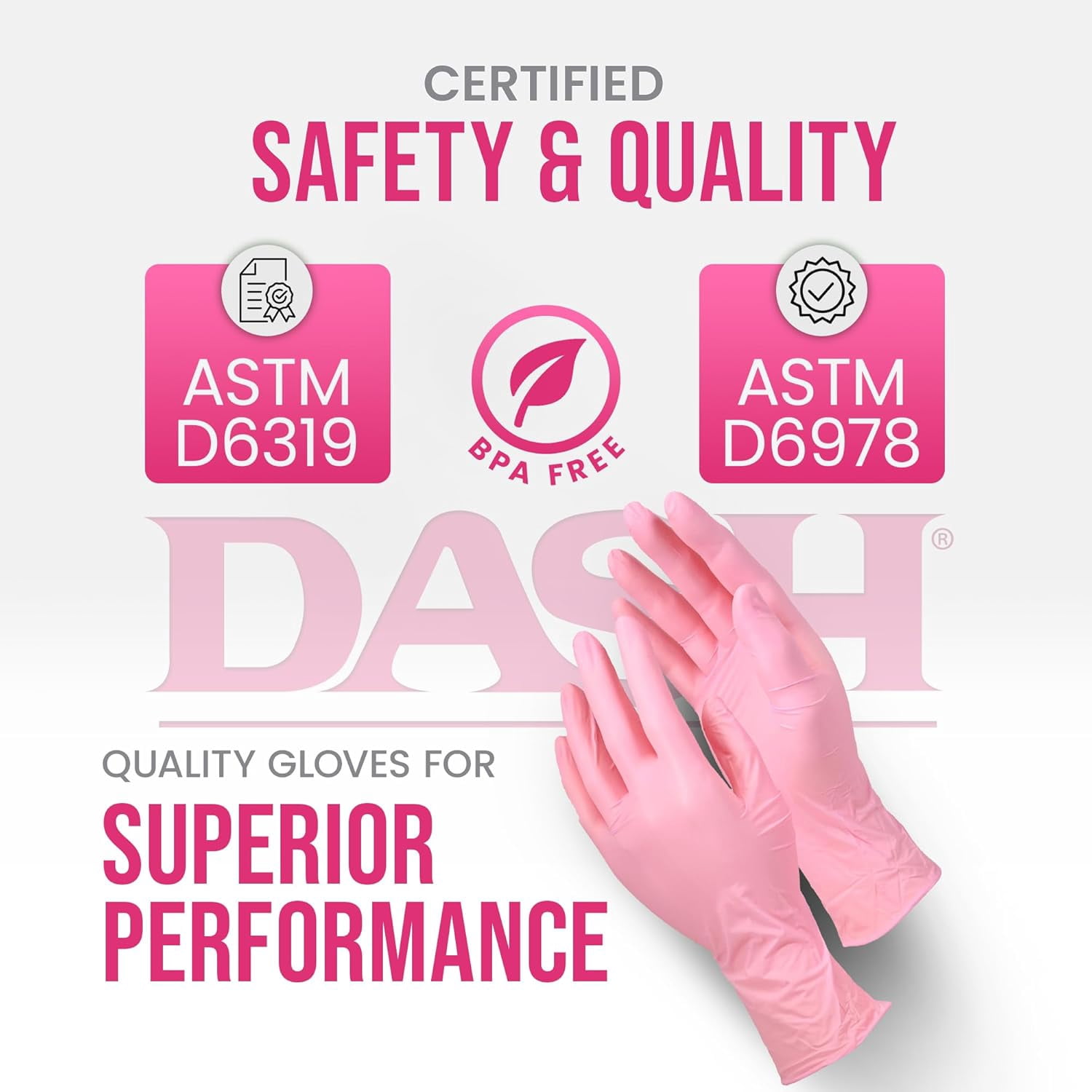 DASH Alasta Shimmer Nitrile Exam Grade Disposable Gloves, Pink, 3.9 mil, 100/Box, XSmall