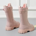 thumbnail image 5 of BOBOGOJP Girls Knee High Leather Boots with Side Zipper Round Toe Lace Up Combat Boots with Low Heel Lug Sole for Little and Big Kids Pink for Size 10, 5 of 5