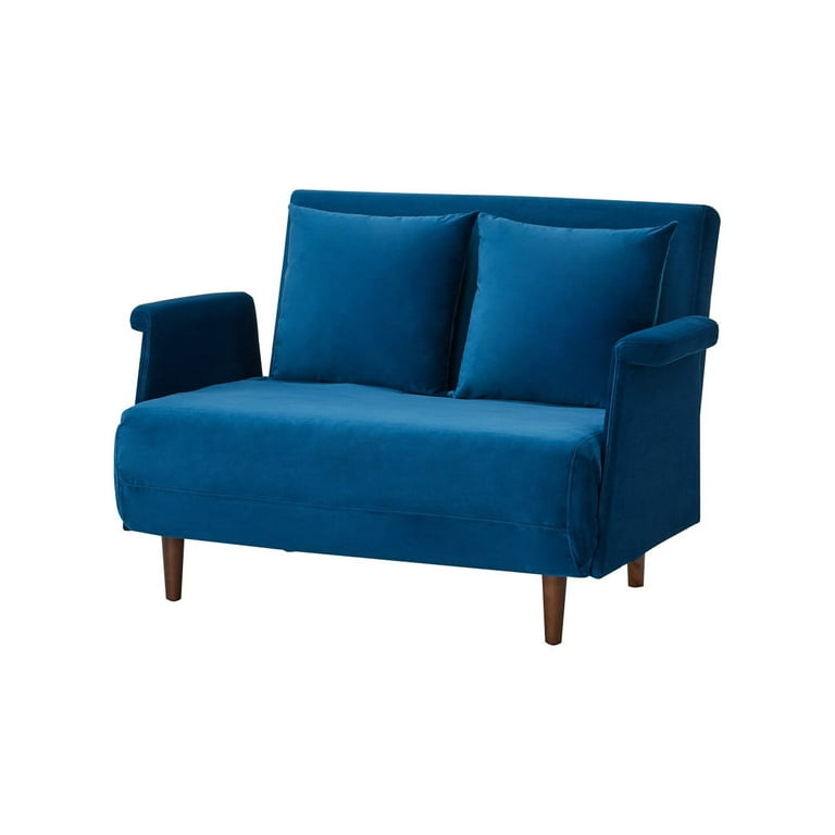 A&D Home Boston Velvet Convertible Chair, Blue 