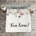 thumbnail image 3 of Ambesonne Tea Party Quilted Bedspread Set 3 Pcs, Doodle Frame, King Size, Multicolor, 3 of 3