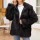 thumbnail image 1 of Chaqueta de abrigo cálida para mujer, de invierno, lisa, con cuello vuelto, 1 of 6