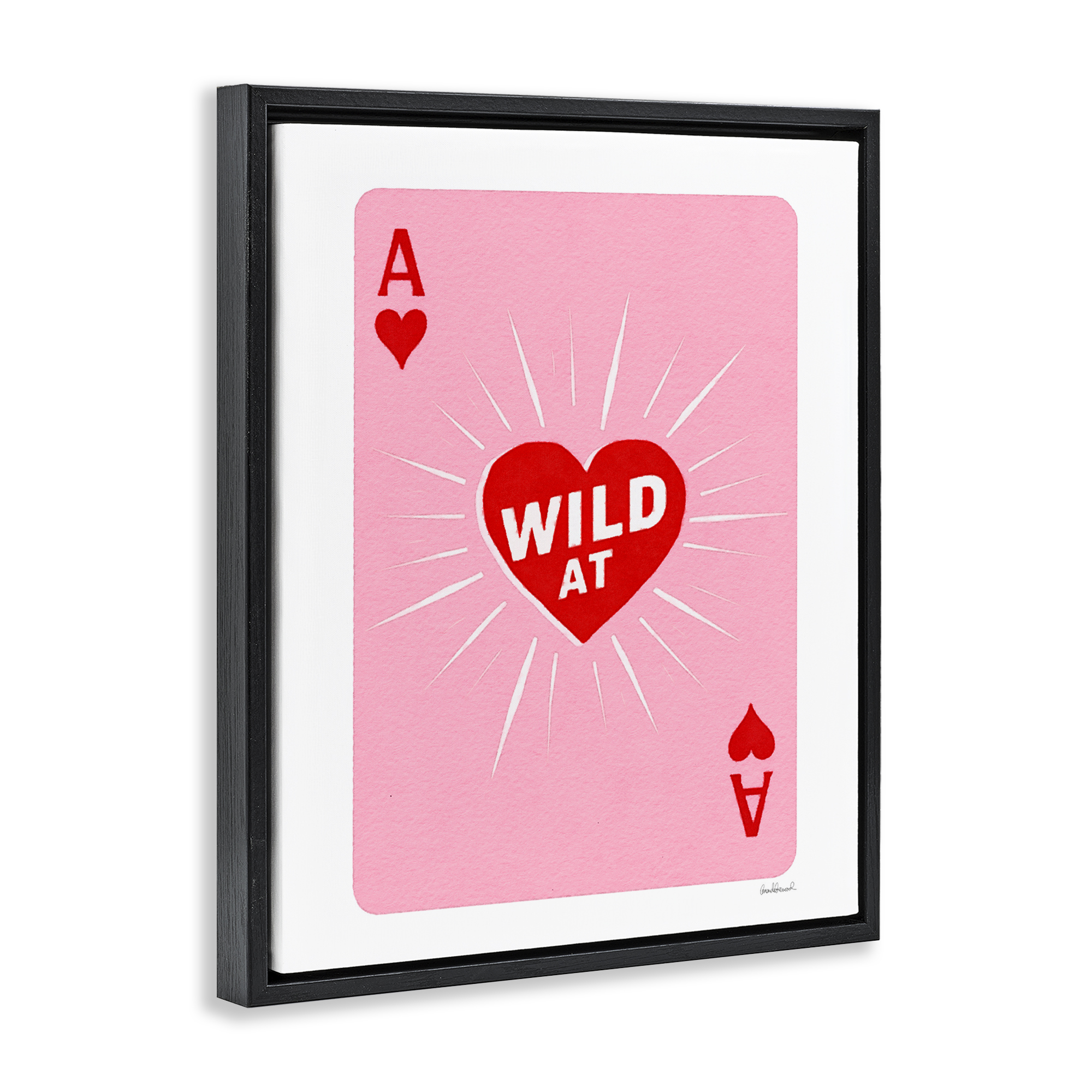 Wild At Heart Card Black Framed Floater Canvas Wall Art, design by Amanda Greenwood