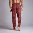 thumbnail image 5 of Wutalume Men's Drawstring Pocket Cuffed Casual Pants with Checkered Print, Comfortable Home Sleep Pants for Everyday Wear and Relaxation,Wine L, 5 of 7