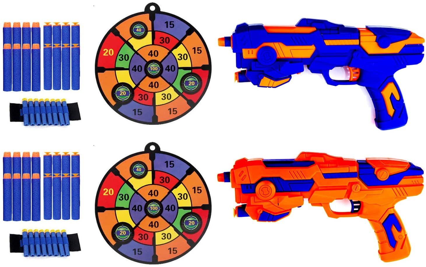 2 Target for Kids Birthday Gifts Party Supplies RAYNEL 2 Pack Blaster Guns Toy Guns for Boys with 8 Soft Foam Darts 