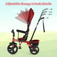 thumbnail image 4 of OLAKIDS Kids Tricycle, 4 in 1 Stroll Trike with Adjustable Push Handle, Removable Canopy, Retractable Foot Plate, Lockable Pedal, Detachable Guardrail, Suitable for 10 Months to 5 Years (Red), 4 of 10