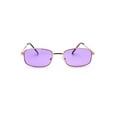 thumbnail image 2 of Mens Narrow Rectangular Pop Color Lens Metal Rim Classic Sunglasses Gold Purple, 2 of 4