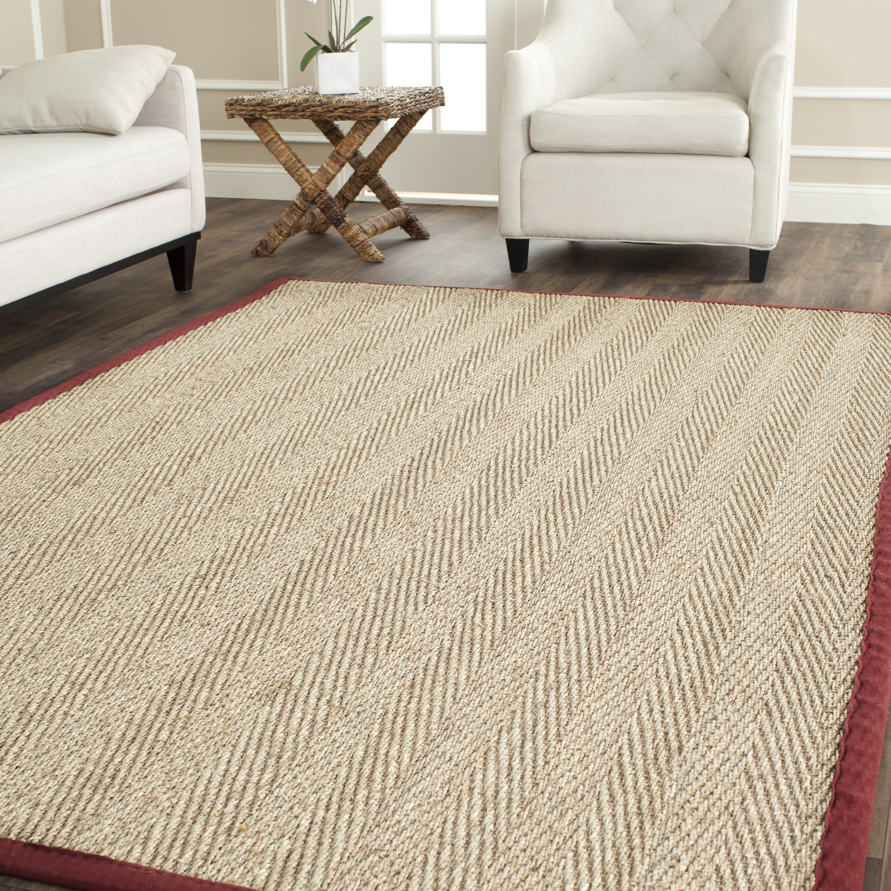 SAFAVIEH Natural Fiber Maisy Border Seagrass Area Rug, Natural/Red, 8' x 10' - image 3 of 8