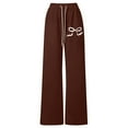 thumbnail image 3 of HUAXUN-Style B-Girls Bow Drawstring Baggy Sweatpants,Lightweight Straight Leg Athletic with Pockets Casual Sweatpants,Elastic Waist Playful Comfort Pants for School(Brown,6-7Years), 3 of 5