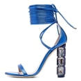 thumbnail image 2 of FSJ Women Classic Open Round Toe Lace up Sandals Thin Band Crystal Beads High Heeled Pumps Wedding Dressy Daily Wear Bowknot Shoes Size 9 Blue, 2 of 4