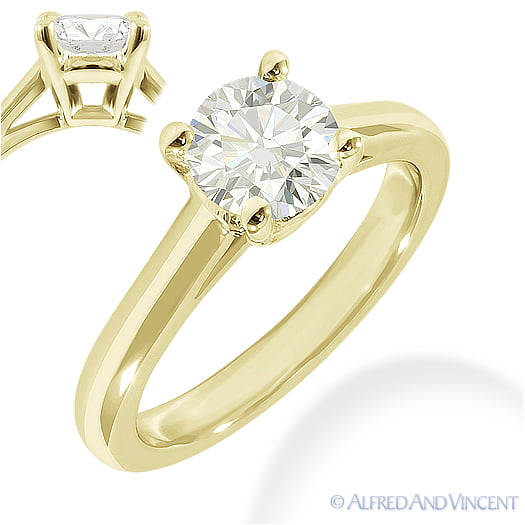 14K Yellow Gold 1.35 Carat Oval Cut Moissanite 4 Prong Solitaire Engagement Ring 