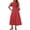 Red, variant on Qiopertar Women's V-Neck Short Sleeve Midi Dress Pleated Boho Beach Casual Summer Vacation Elastic Waist Pockets Solid Color Dresses, Navy XL