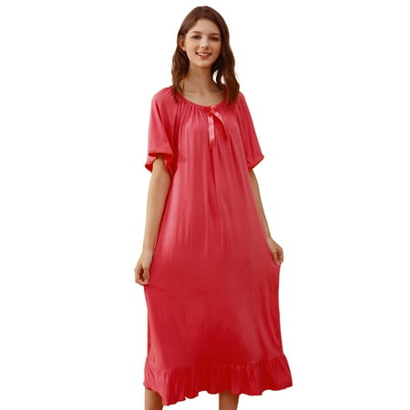 

Spdoo Long Nightgowns for Women Soft Night Gown Short Sleeve Sleepwear Victorian Loungewear M-XXL