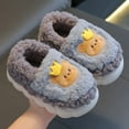 thumbnail image 2 of Kids Memory Foam Slippers Boys Girls Warm Fuzzy Lined Indoor Non- House Shoes with Cartoon Designs for Toddler Children Winter Comfort,Color:Grey,Size:11-11.5 Years, 2 of 3