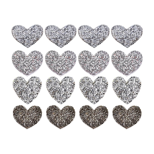 Parches brillantes con lentejuelas y adornos de diamantes de imitación para reparar chaquetas y ropa. Plata 16 piezas