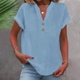 thumbnail image 3 of Womens Summer Tops Short Sleeve Shirts V Neck Tshirts Loose Casual Tunic Blouses Criss Cross Tees, 3 of 7