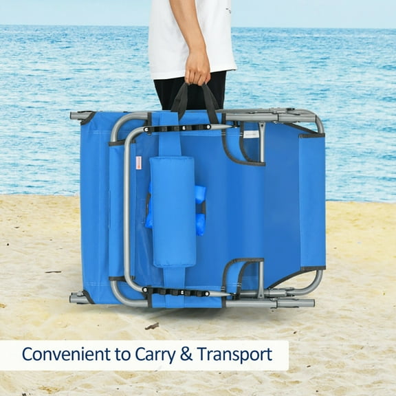 Aimee Lii Folding Beach Lounge Chair with Pillow for Outdoor, Patio Loungers, Blue