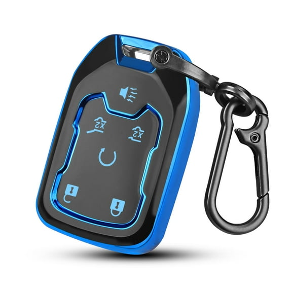 for GMC Key Fob Cover with Keychain,6 Button Soft TPU Key Shell Case Fit for 2017-2021 Silverado Tahoe GMC Acadia Sierra Terrain (6 Button)
