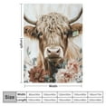thumbnail image 4 of Patifu Flannel Blanket with Charming Design Featuring a Highland Cow Surrounded by Soft Pink Roses on a Pastel Background  50x60in, 4 of 6