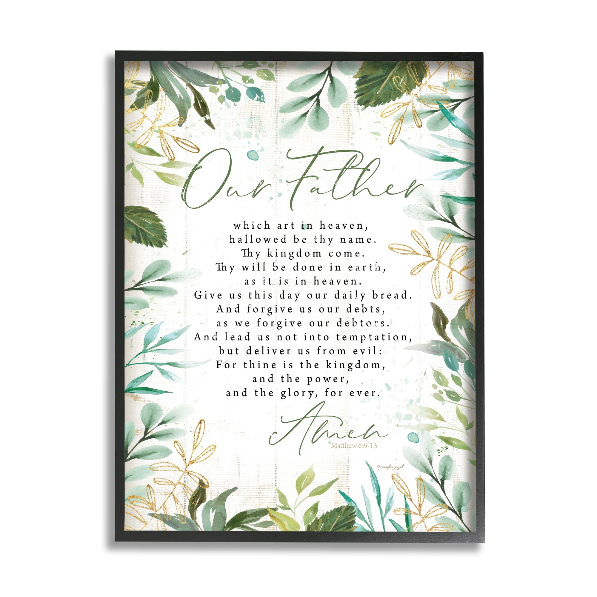 Stupell Industries Our Father Religious Prayer Religious Painting White Framed Art Print Wall Art