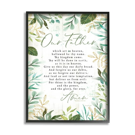 Stupell Industries Our Father Religious Prayer Religious Painting Black Framed Art Print Wall Art