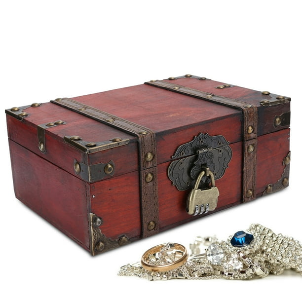 Cajas de joyería Almacenamiento de joyas Caja de almacenamiento de madera vintage Cofre de joyería decorativa con cerradura Decoración del hogar Baúl de almacenamiento ANGGREK Otros
