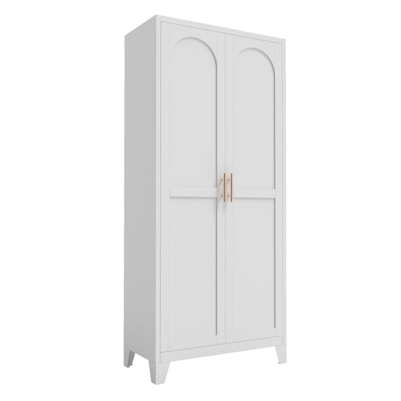 71 Inch 2‑Door Metal Storage Cabinet Tall Steel Organizer with Adjustable Shelves for Bedroom Living Room Kitchen Office