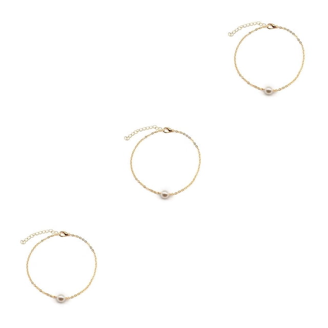 Sonducket Tobilleras Cuentas de perlas Pulseras de tobillo Mujer Accesorios Cadenas de pie Oro Type1 NO1
