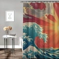 thumbnail image 2 of CMMY Blue Surf Sea Waves Vintage of Nature with Sun Retro Beach Decorative Waterproof Shower Curtain Set White, 2 of 7