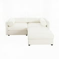 thumbnail image 5 of Modern White Chenille 2-Seater Sofa with Cylindrical Design and Hidden Storage, 220×80×75cm, 5 of 26