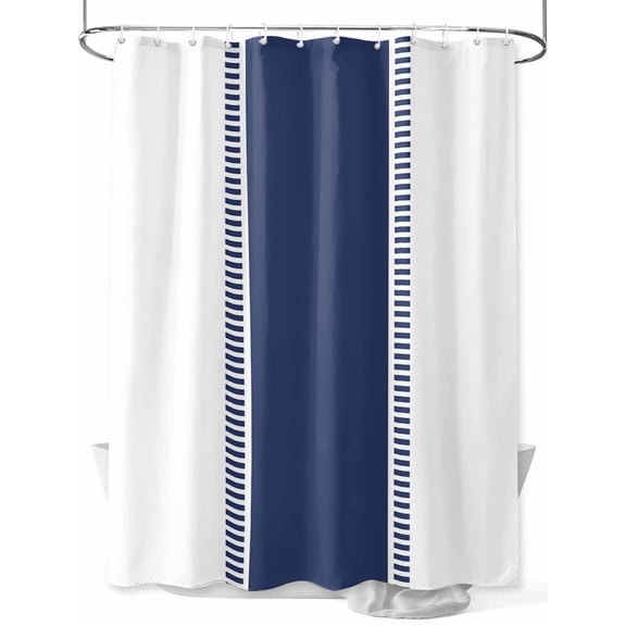 Blue Solid Color Texture Long Shower Curtain Set, Waterproof Shower Curtains for Bathroom, Simple Blue Pattern Washable Fabric Cloth Bath Curtain for Bathtub Decoration with Hooks 72x84 Inches